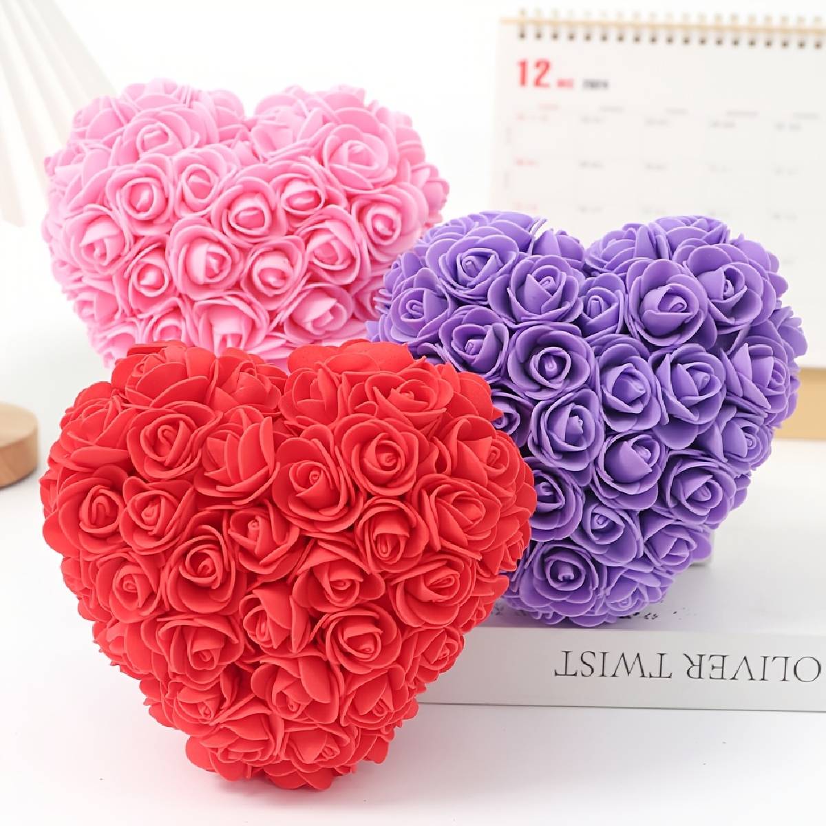 Weinloves Elegant Heart-Shaped Artificial Rose in Vibrant Colors