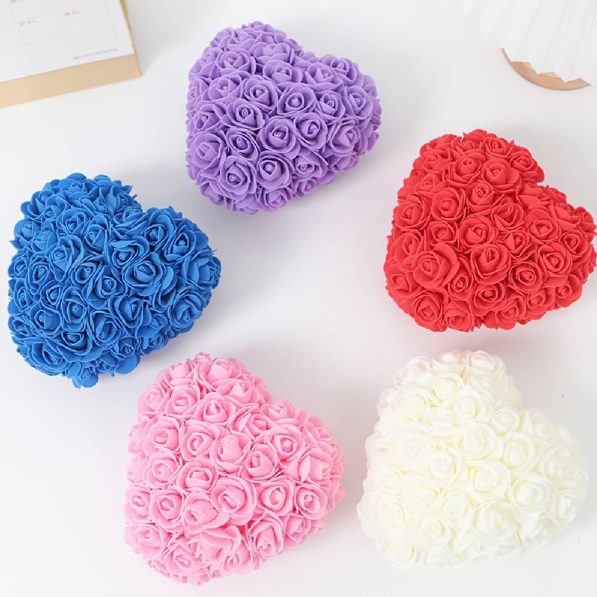 Weinloves Elegant Heart-Shaped Artificial Rose in Vibrant Colors