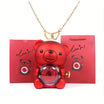 Weinloves Heart Necklace with Real Rose Bear Gift Box