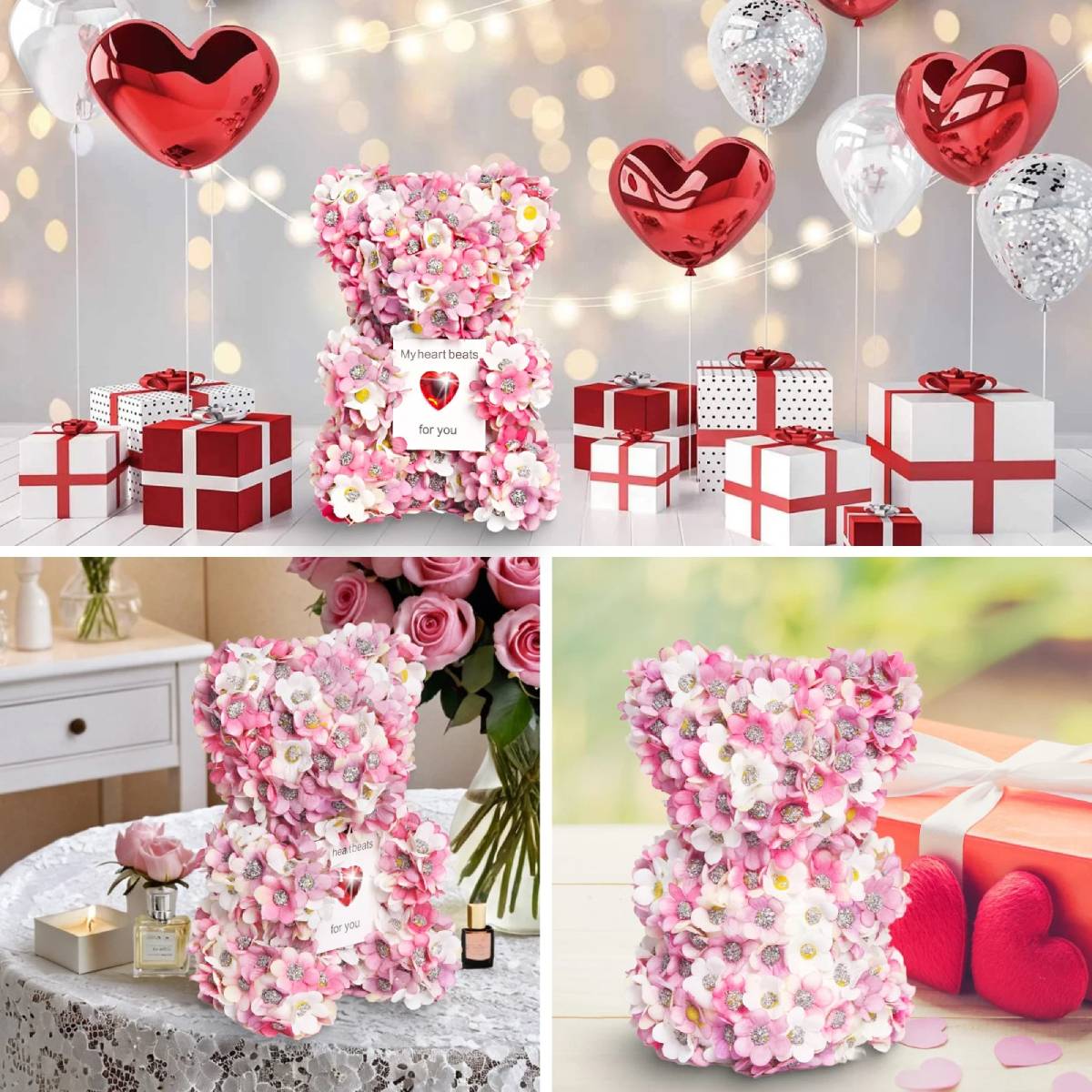 Weinloves Simulation Rose Bear Handmade DIY Flower Foam Bear