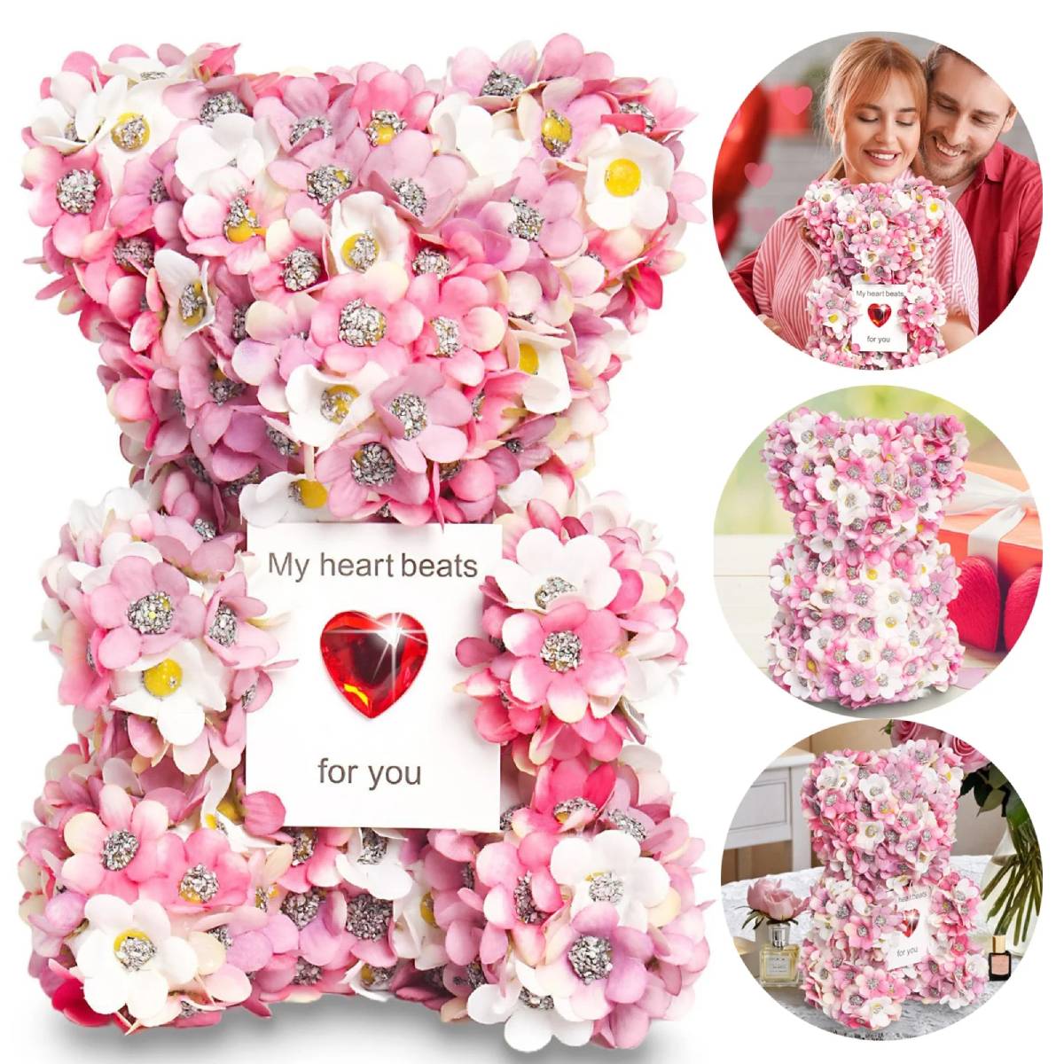 Weinloves Simulation Rose Bear Handmade DIY Flower Foam Bear