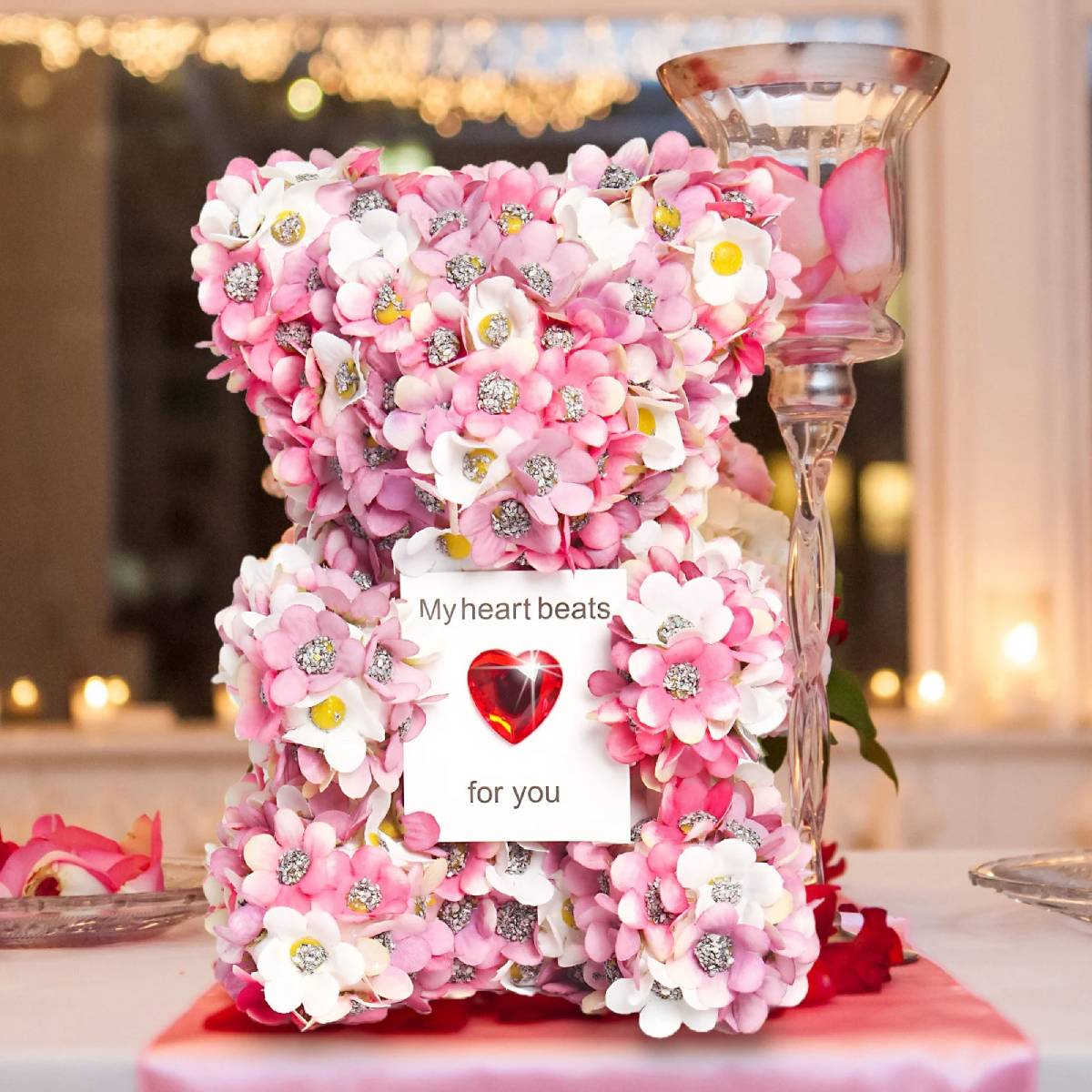 Weinloves Simulation Rose Bear Handmade DIY Flower Foam Bear